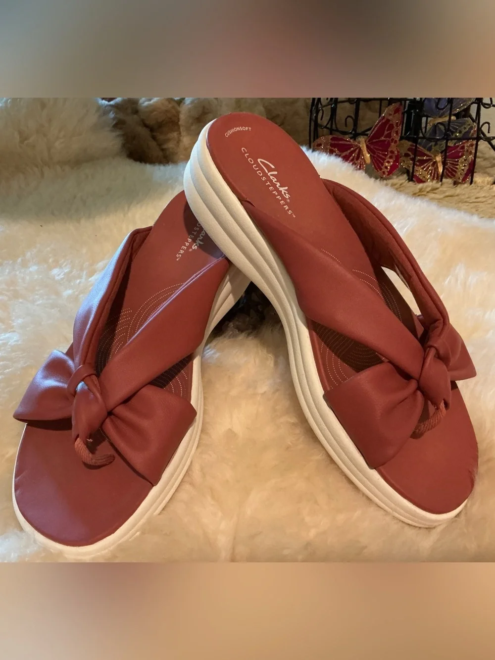 Clarks cloud steppers; Arla Kaylie; like new; terra-cotta pink